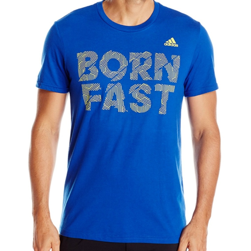 Adidas Men t-shirt size L color Blue "Born Fast"